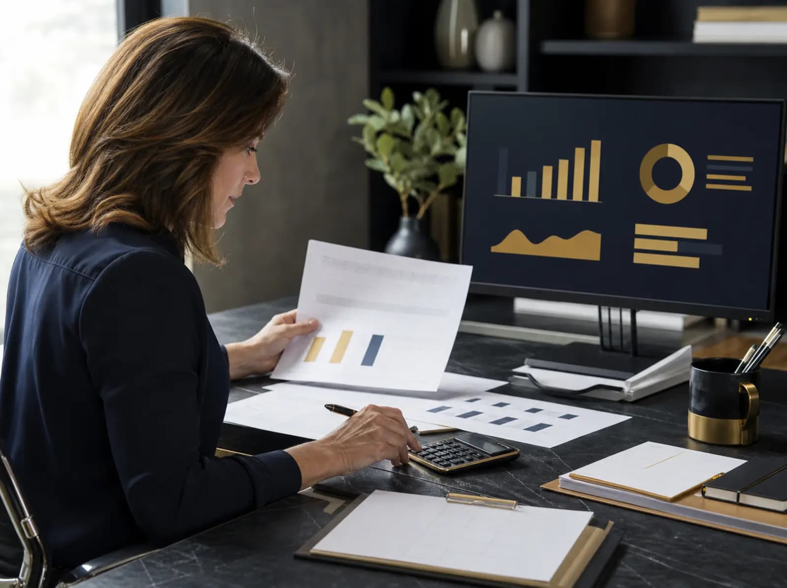 Finance-Managerin prüft Gutschein-Reporting und Nachweise im Backoffice