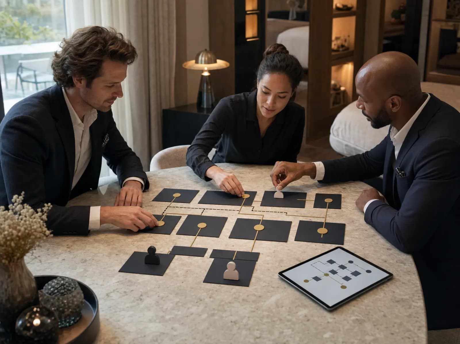 Managementteam strukturiert Rollen und Freigaben in einem Workshop